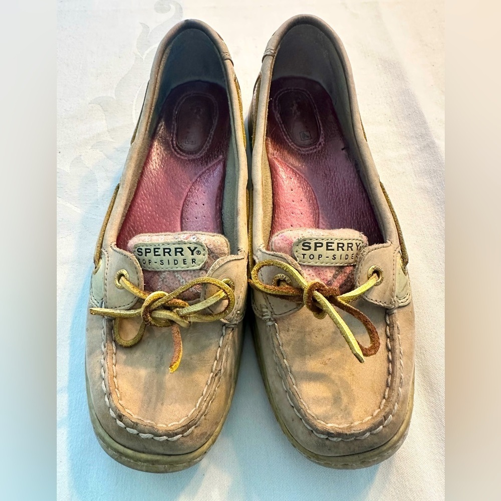 Sperry Anglefish Top Siders Sequined Sides - Sz 8.5 - Used W/Lot of Life Left